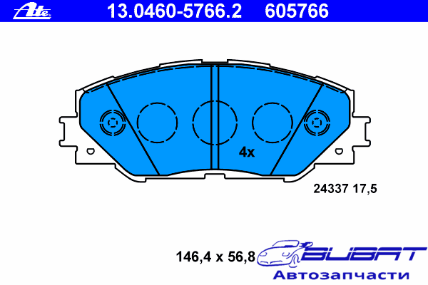 13.0460-5766.2_=1234 00=224575 SBS !колодки дисковые п.\ Toyota RAV IV 2.0VVT-i/2.2D-4D 06 1