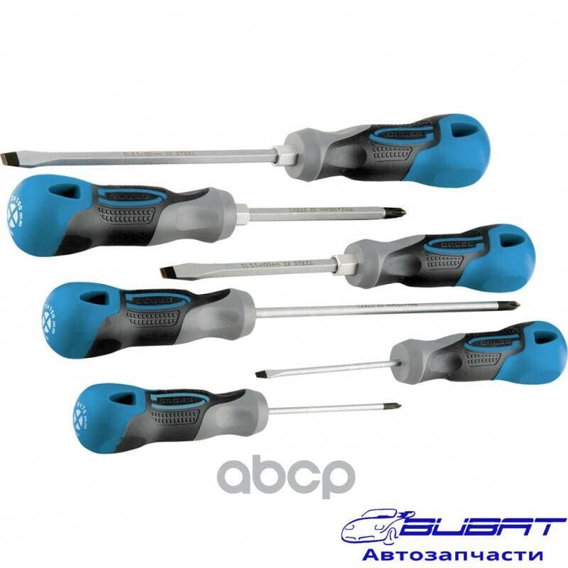 Набор отвёрток 6 штук, S2, трехкомпонентная рукоятка GROSS 1
