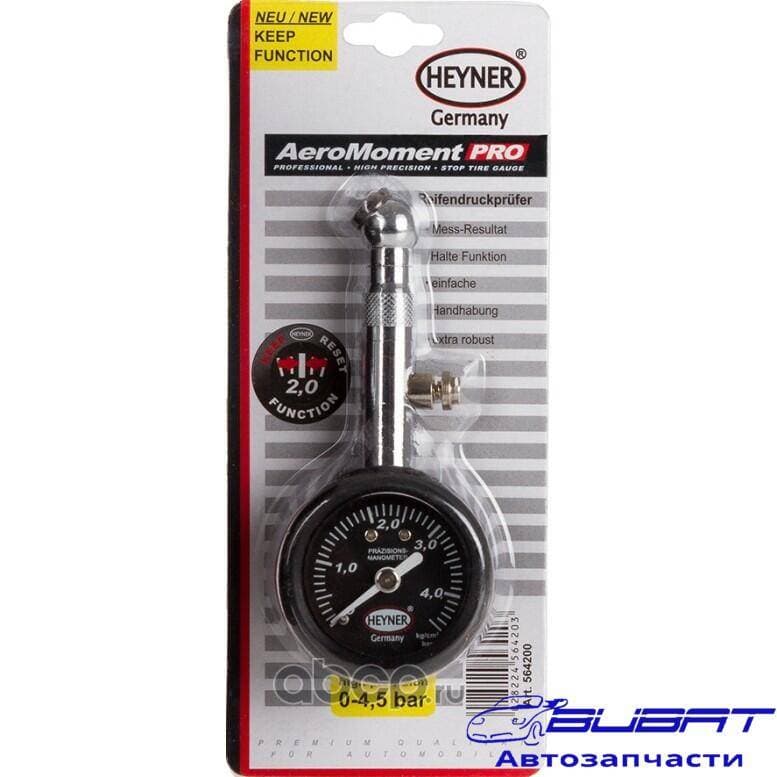 Манометр шинный универсальный c перепускным клапаном Стоп HEYNER 1