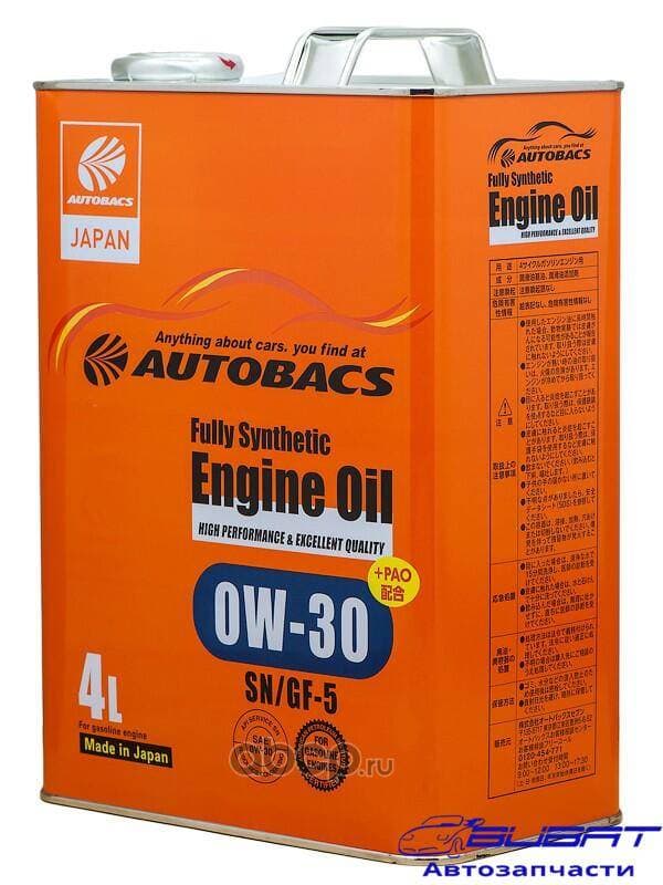Масло моторное Autobacs Engine Oil 0w30 синтетическое, SN/GF-5, для бензинового двигателя, 4л 1