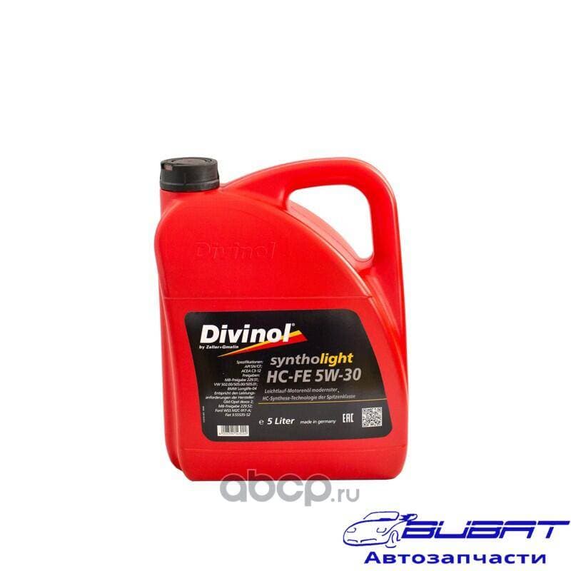 Масло мотор. синт. DIVINOL Syntholight HC-FE 5w-30 API SN, ACEA C3, MB 229.51, BMW LL-04 - 5 л. 3 1