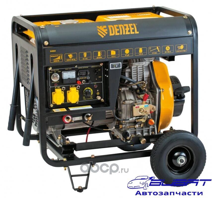 Дизельная сварочная генераторная установка DW180Е, 4.5 кВт, 220В/50Гц, 12.5 л, электростарт DENZEL 1