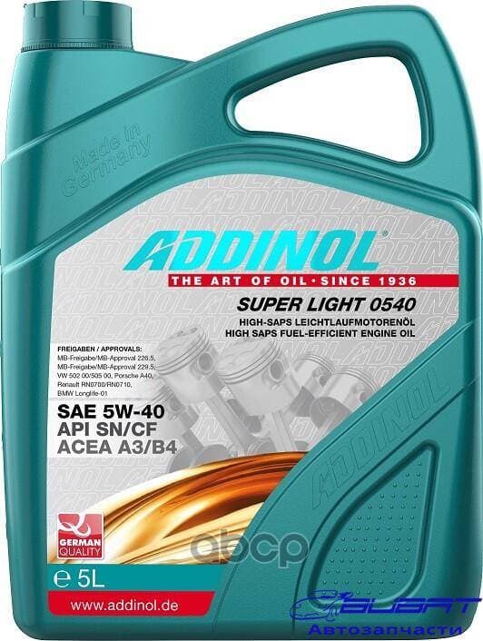 Моторное масло ADDINOL Super Light 0540 SAE 5W-40 (5л) 1
