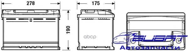 Батарея аккумуляторная 70А/ч 640А 12В обратная полярн. стандартные клеммы 1